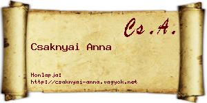 Csaknyai Anna névjegykártya