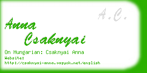 anna csaknyai business card